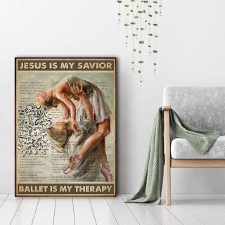 Jesus Is My Savior Ballet Is My Therapy Canvas- 0.75 & 1.5 In Framed - Home Decor, Canvas Wall Art