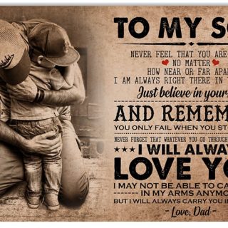 To My Son Never Feel That You Are Alone Canvas- 0.75 & 1.5 In Framed -Wall Decor, Canvas Wall Art