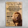 Papa And Baby Lion To My Daughter I Will Carry You In My Heart Love Dad Canvas - 0.75 & 1.5 In Framed -Wall Decor,Canvas Wall Art