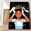 Medical Assistants Deserve The Crown Canvas- African American Girl- 0.75 & 1.5 In Framed Canvas - Home Wall Decor, Wall Art