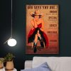 Red Dress Girl With Cowboy Hat – God Says You Are Unique 0.75 & 1.5 In Framed Canvas - Home Living, Wall Decor, Canvas Wall Art