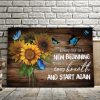 Sunflower and Butterfly Every Day is a New Beginning Canvas - 0.75 & 1.5 In Framed -Wall Decor, Canvas Wall Art