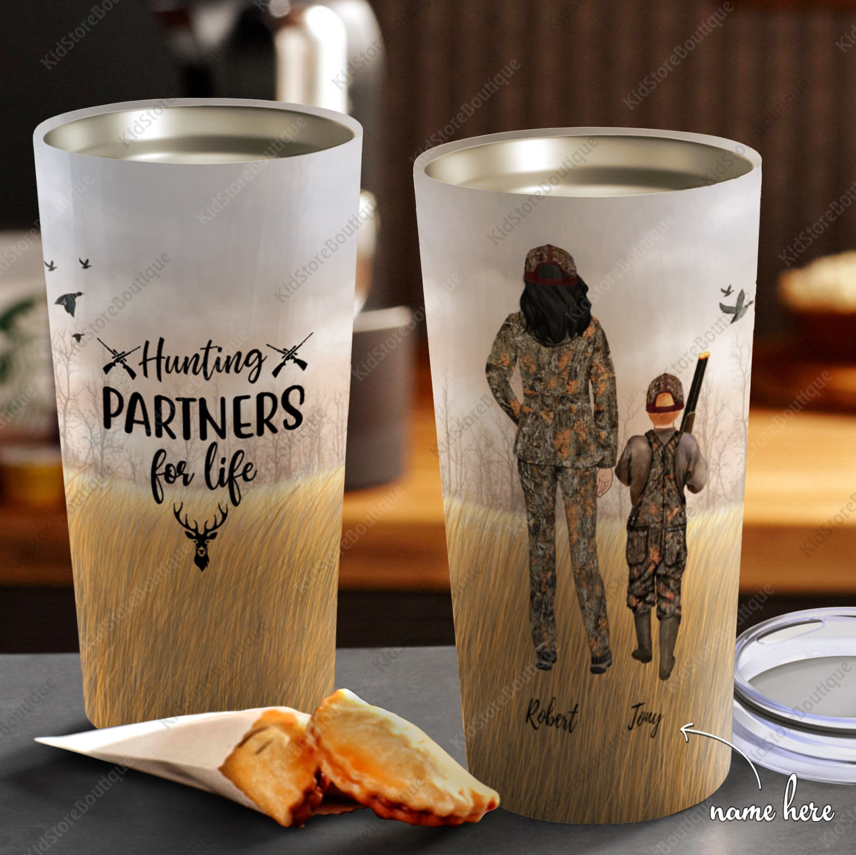 Custom Hunting Partners Personalized Tumbler 20oz Gifts For Hunting Lovers  – Birthday Gift, Cup for Son, Best Son Gift – MoreLifeSmart