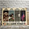 American I Am AMarine Veteran – I Love Freedom I Wore Dog Tags I Served My Country- 0.75 In & 1.5 In Framed Canvas -Wall Decor, Wall Art