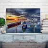 Boat And Sunset Multi-Names Canvas - Family Street Signs Customized With Names- 0.75 & 1.5 In Framed -Wall Decor, Canvas Wall Art