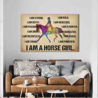 I Am A Horse Girl I Am Strong, Gutsy, Passionate, Smart, Relentless 0.75& 1.5 In Framed Canvas - Home Decor, Wall Art