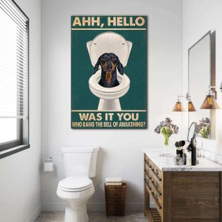 Funny Dog Ah Hello Was It You Who Rang The Bell Of Awakening 0.75 & 1.5 In Framed Canvas -Gift Ideas- Wall Decor, Canvas Wall Art
