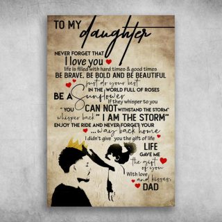To My Daughter Life Gave Me The Gift Of You Love Dad Canvas- Gifts From Dad for Daughter - 0.75 & 1.5 In Framed -Wall Decor, Canvas Wall Art