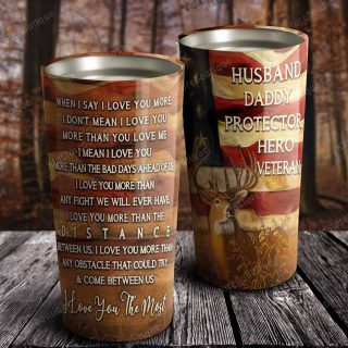 American Husband Daddy Protecter Hero Veteran Stainless Steel Tumbler - Family Gifts Idea- Travel Mug -Best Gifts For Dad, Husband