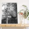 Personalized Black and White Forest Road Sunset 0.75 & 1.5 In Framed Canvas -Street Signs Customized With Names - Wall Decor,Canvas Wall Art