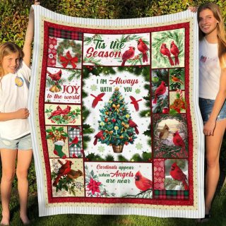Tis The Season I Am Always With You Hummingbird and Christmas Tree Fleece Blanket - Christmas Best Gifts -Baby Blanket- Family Gifts