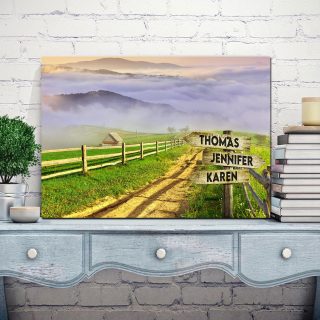 Farm Multi-Names Canvas - Family Street Signs Customized With Names- 0.75 & 1.5 In Framed -Wall Decor, Canvas Wall Art