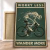 Bicycle Rider Skeleton – Worry Less Wander More Canvas - Home Living- Wall Decor, Canvas Wall Art