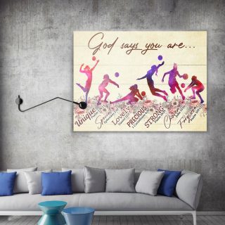 Volleyball God Says You Are Unique Special Lovely Precious Strong Canvas Prints - 0.75 & 1.5 In Framed -Wall Decor, Canvas Wall Art