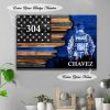 Personalized Name Police Canvas- Best Gifts For Police -Half Flag Police Officer Suit Personalized Canvas- 0.75 & 1.5 In Framed