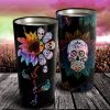 Sunflower and Skull Mandala Tatoo Stainless Steel Tumbler - Anniversary Gifts- Travel Cup, Skull Tatoo, Ideas Gifts