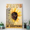 Sunflower And God – Jesus Is My God, My King, My Lord, My Savior, My Healer 0.75 & 1.5 In Framed Canvas - Home Decor, Canvas Wall Art
