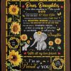 Dear Daughter More Than Anything in This World Sunflower Elephant Fleece Blanket -Christmas Best Gifts For Daughter From Dad and Mom