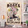 In A Field Of Roses She Is A Wildflower 0.75 & 1.5 In Framed Canvas -Gift For Melanin Girls Women, Afro Ladies- Home Decor, Canvas Wall Art
