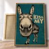 Funny Canvas Kiss My Donkey 0.75 & 1.5 In Framed Canvas -Gift Ideas- Homw Living Wall Decor, Canvas Wall Art