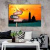 Sunset And Lighthouse Multi-Names Canvas - Family Street Signs Customized With Names- 0.75 & 1.5 In Framed -Wall Decor, Canvas Wall Art