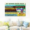My Sewing Room Rules Measure Twice Cut Once Canvas - 0.75 & 1.5 In Framed- Home Living - Wall Decor, Canvas Wall Art