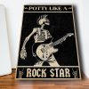 Skeleton Potty Like A Rock Star Guitar Canvas- 0.75 & 1.5 In Framed Canvas - Home Wall Decor, Wall Art