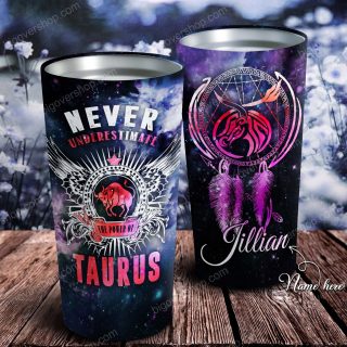 Never Underestimate Zodiac Personalized Tumbler - Astrology Sign Gift, Stainless Tumbler