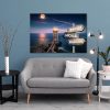 Personalized Beautiful Lighthouse and Moon Canvas -Street Signs Customized With Names - 0.75 & 1.5 In Framed -Wall Decor, Canvas Wall Art