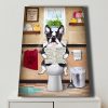 Boston Terriers Dog Toilet 0,75 and 1,5 Framed Canvas - Gifts Ideas- Home Decor- Canvas Wall Art
