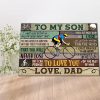 Bicycle To My Son I Want You to Believe Deep in Your Heart 0.75 & 1.5 In Framed Canvas - Gift Ideas- Home Decor- Wall Decor, Canvas Wall Art