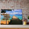Personalized Blue Sky and Beach Dock 0.75 & 1.5 In Framed Canvas -Street Signs Customized With Names - Wall Decor,Canvas Wall Art