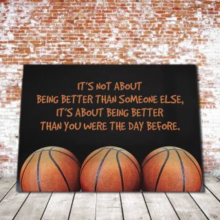 Basketball It's Not About Being Better Than Someone Else Framed Canvas - 0.75 & 1.5 In Framed -Wall Decor,Canvas Wall Art