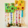Lg. Puzzle Pieces WIND CHIMES, SUNCATCHER! Chandelier Crystals, and Brass Bells
