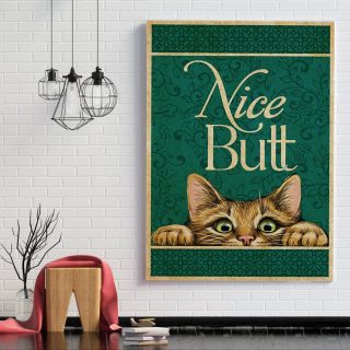 Vintage Retro Cat Nice Butt Framed Canvas - Best Gift for Cat Lovers- Canvas Wall Art - Canvas Wall Art