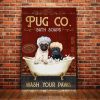 Funny Couple Pug Dog Bath Soap 0.75& 1.5 In Framed Canvas - Gift for Dog Lovers - Funny Dog Canvas- Home Living- Wall Decor, Canvas Wall Art