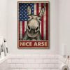 American Funny Donkey Looking At Bathroom Vintage - Nice Arse 1,5 Framed Canvas  -Best Gift for Animal Lovers - Home Living- Wall Decor