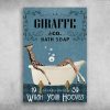 Giraffe And Co Bath Soap Established Wash Your Hooves Canvas - Best Gift for Pet Lovers - Home Living - Wall Decor