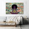 Africa American I Am Black Girl Love Yoga 0.75 & 1,5 Framed Canvas - Home Living- Wall Decor - Canvas Wall Art