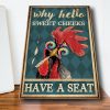 Funny Chicken Smoking Why Hello Sweet Cheeks Have A Seat Looking At Bathroom 1,5 Framed Canvas - Home Living- Wall Decor