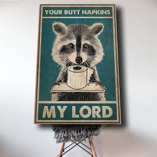Raccoon Your Butt Napkins My Lord - Batroom Decor 1,5 Framed Canvas - Home Decor- Canvas Wall Art