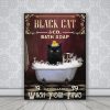 Black Cat Bath Soap Wash Your Paws 1,5 Framed Canvas -Best Gift for Animal Lovers - Home Living- Wall Decor