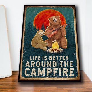 Animal Life Is Better Around The Campfire 0.75 & 1.5 In Framed Canvas - Home Living - Wall Decor - Canvas Wall Art
