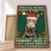 Donkey - Jingle All The Way Donkey Vertical Canvas 0.75 & 1.5 In Framed - Home Living- Wall Decor, Canvas Wall Art