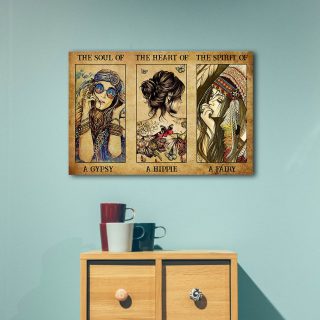 The Eccentric Girl With Tattoo And Butterfly – The Soul Of A Gypsy 0.75 & 1,5 Framed Canvas - Canvas Wall Art - Home Decor