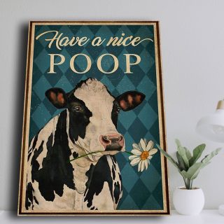 Have A Nice Poop Cow 0,75 and 1,5 Framed Canvas - Gifts Ideas- Home Decor- Canvas Wall Art