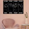Black Cat Be Strong Be Humble Be Brave Be Badass Poster, Black Cat Canvas, Motivational Canvas, Gift For Cat Lover, Kitten Wall Art, Home D
