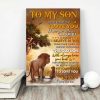 Lion And Son – To My Son, Never Forget That I Love You, I Hope You Believe In Yourself 0.75 & 1,5 Framed Canvas - Home Living -Wall Decor