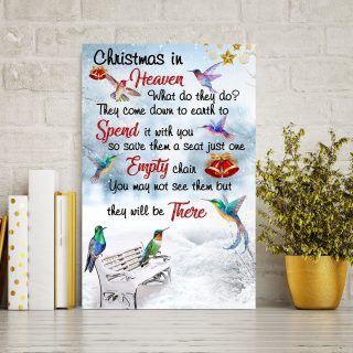 Hummingbird Christmas In Heaven Spend It With You 0.75 & 1,5 Framed Canvas - Christmas Gifts- Canvas Wall Art -Home Decor