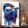 Otter Colorful Art VerticaL 0.75 & 1,5 Framed Canvas - Christmas Gift Ideas - Canvas Wall Art -Home Decor